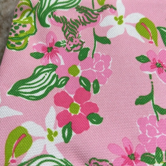 Lilly Pulitzer For Estée Lauder Tiger Lily Cosmetic Bag pink green zip - Picture 5 of 12
